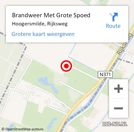 Locatie op kaart van de 112 melding: Brandweer Met Grote Spoed Naar Hoogersmilde, Rijksweg op 16 december 2015 15:24