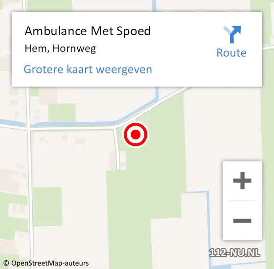 Locatie op kaart van de 112 melding: Ambulance Met Spoed Naar Hem, Hornweg op 16 december 2015 15:26