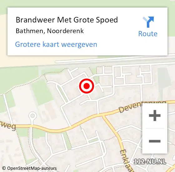 Locatie op kaart van de 112 melding: Brandweer Met Grote Spoed Naar Bathmen, Noorderenk op 16 december 2015 15:50