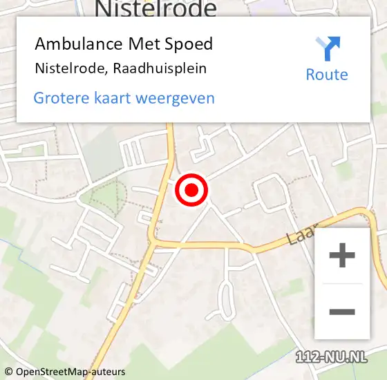 Locatie op kaart van de 112 melding: Ambulance Met Spoed Naar Nistelrode, Raadhuisplein op 16 december 2015 16:26