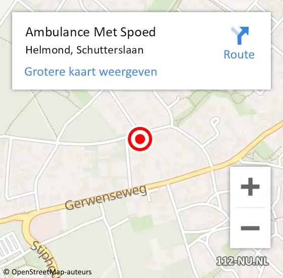 Locatie op kaart van de 112 melding: Ambulance Met Spoed Naar Helmond, Schutterslaan op 16 december 2015 16:34