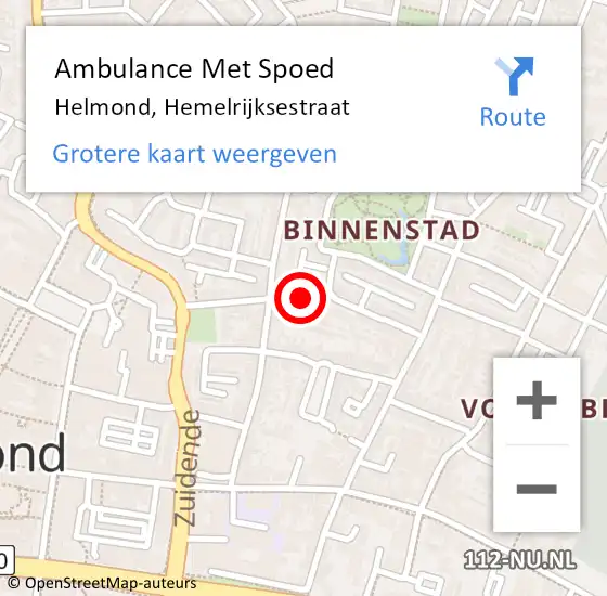 Locatie op kaart van de 112 melding: Ambulance Met Spoed Naar Helmond, Hemelrijksestraat op 16 december 2015 17:16