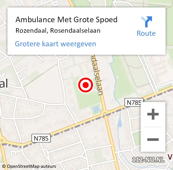 Locatie op kaart van de 112 melding: Ambulance Met Grote Spoed Naar Rozendaal, Rosendaalselaan op 16 december 2015 17:32