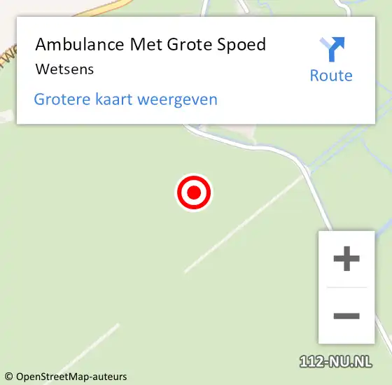 Locatie op kaart van de 112 melding: Ambulance Met Grote Spoed Naar Wetsens op 16 december 2015 17:36