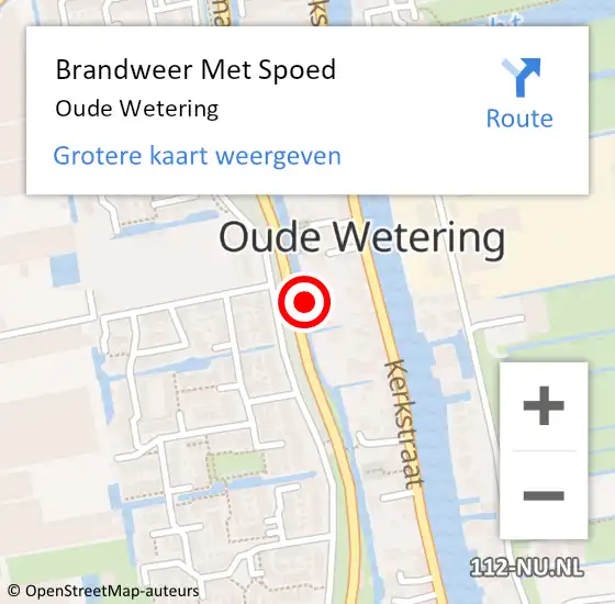 Locatie op kaart van de 112 melding: Brandweer Met Spoed Naar Oude Wetering op 16 december 2015 17:51