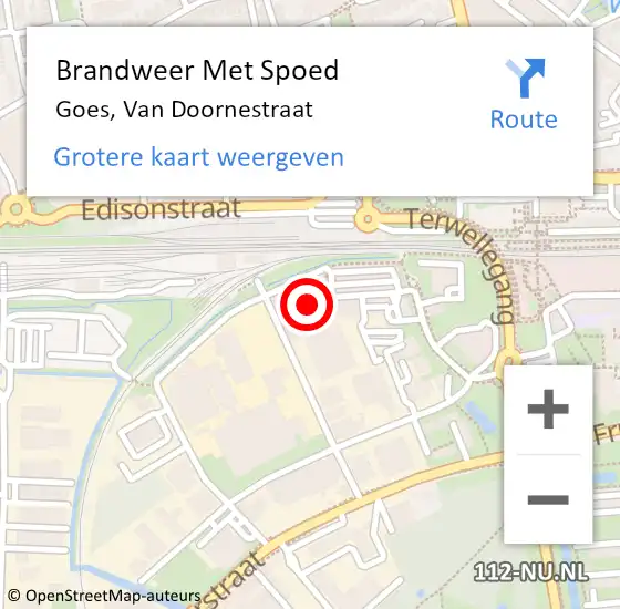 Locatie op kaart van de 112 melding: Brandweer Met Spoed Naar Goes, Van Doornestraat op 16 december 2015 18:38