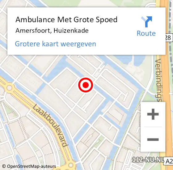 Locatie op kaart van de 112 melding: Ambulance Met Grote Spoed Naar Amersfoort, Huizenkade op 16 december 2015 18:46