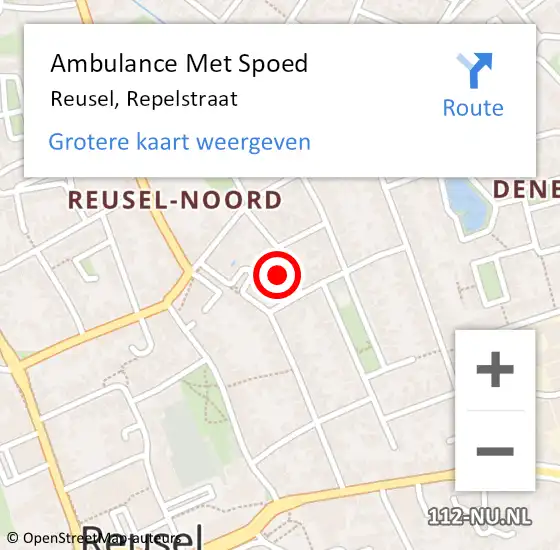 Locatie op kaart van de 112 melding: Ambulance Met Spoed Naar Reusel, Repelstraat op 16 december 2015 19:08