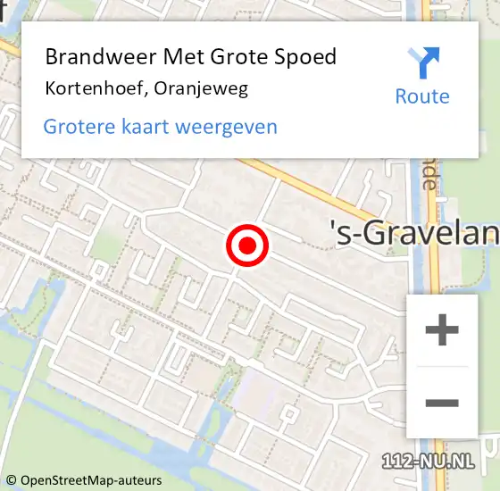 Locatie op kaart van de 112 melding: Brandweer Met Grote Spoed Naar Kortenhoef, Oranjeweg op 16 december 2015 19:54