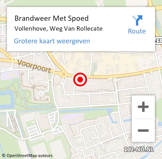Locatie op kaart van de 112 melding: Brandweer Met Spoed Naar Vollenhove, Weg Van Rollecate op 16 december 2015 20:45