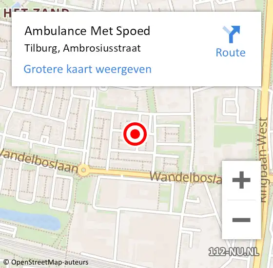 Locatie op kaart van de 112 melding: Ambulance Met Spoed Naar Tilburg, Ambrosiusstraat op 16 december 2015 21:12