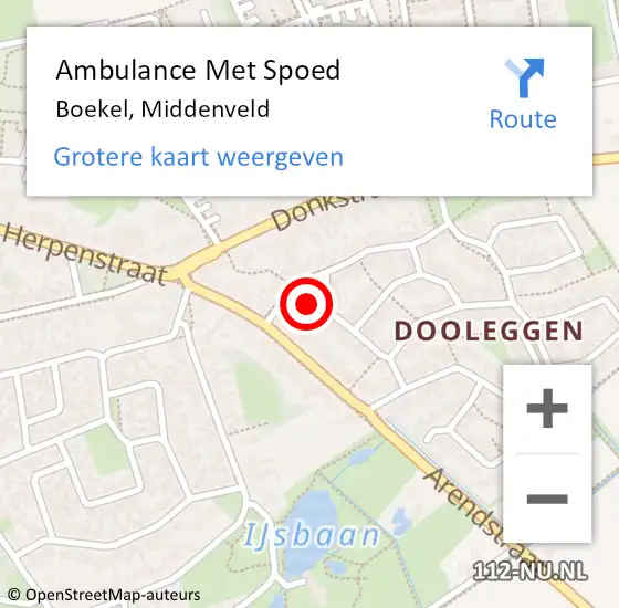 Locatie op kaart van de 112 melding: Ambulance Met Spoed Naar Boekel, Middenveld op 16 december 2015 21:17