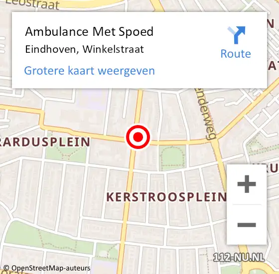 Locatie op kaart van de 112 melding: Ambulance Met Spoed Naar Eindhoven, Winkelstraat op 16 december 2015 22:39