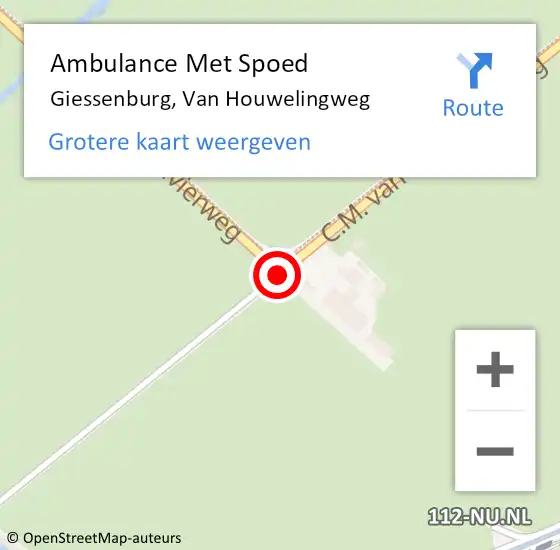 Locatie op kaart van de 112 melding: Ambulance Met Spoed Naar Giessenburg, Van Houwelingweg op 16 december 2015 23:35