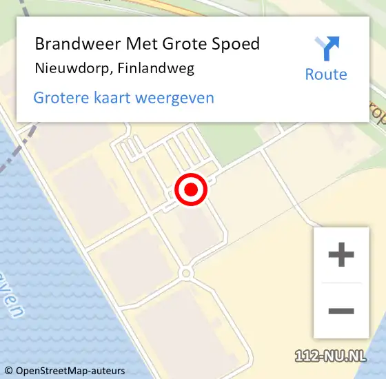 Locatie op kaart van de 112 melding: Brandweer Met Grote Spoed Naar Nieuwdorp, Finlandweg op 17 december 2015 04:10