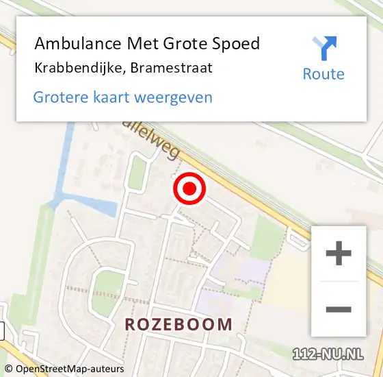 Locatie op kaart van de 112 melding: Ambulance Met Grote Spoed Naar Krabbendijke, Bramestraat op 17 december 2015 06:51