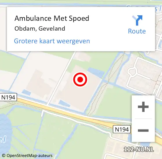 Locatie op kaart van de 112 melding: Ambulance Met Spoed Naar Obdam, Geveland op 17 december 2015 06:58