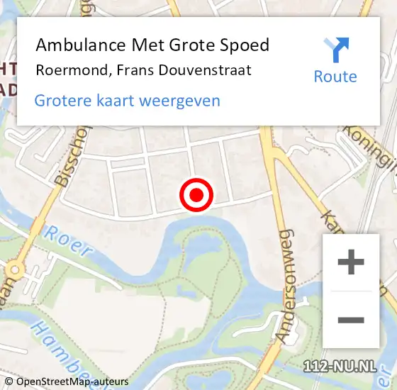 Locatie op kaart van de 112 melding: Ambulance Met Grote Spoed Naar Roermond, Frans Douvenstraat op 17 december 2015 08:35