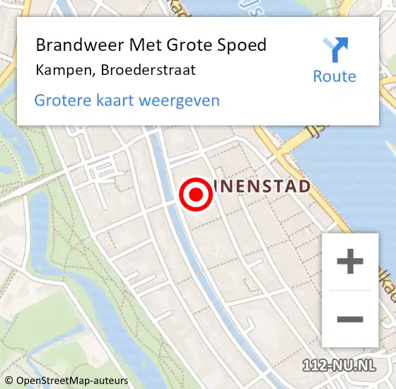 Locatie op kaart van de 112 melding: Brandweer Met Grote Spoed Naar Kampen, Broederstraat op 17 december 2015 09:08