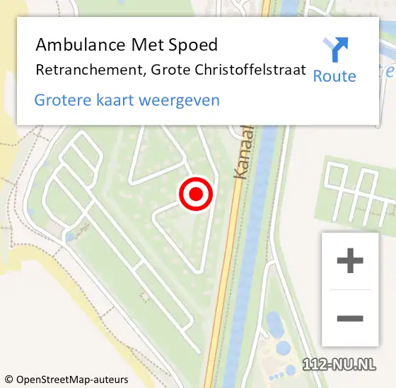 Locatie op kaart van de 112 melding: Ambulance Met Spoed Naar Retranchement, Grote Christoffelstraat op 17 december 2015 09:09