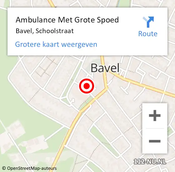 Locatie op kaart van de 112 melding: Ambulance Met Grote Spoed Naar Bavel, Schoolstraat op 17 december 2015 09:18