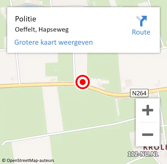 Locatie op kaart van de 112 melding: Politie Oeffelt, Hapseweg op 17 december 2015 09:36