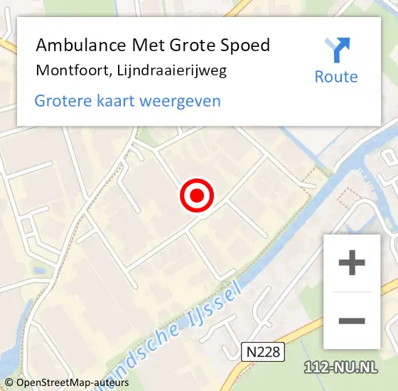 Locatie op kaart van de 112 melding: Ambulance Met Grote Spoed Naar Montfoort, Lijndraaierijweg op 17 december 2015 09:48