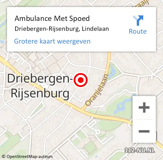 Locatie op kaart van de 112 melding: Ambulance Met Spoed Naar Driebergen-Rijsenburg, Lindelaan op 17 december 2015 09:48