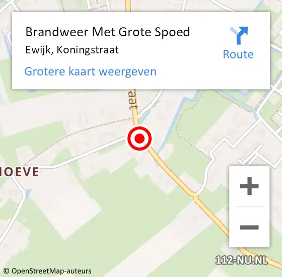 Locatie op kaart van de 112 melding: Brandweer Met Grote Spoed Naar Ewijk, Koningstraat op 17 december 2015 10:34