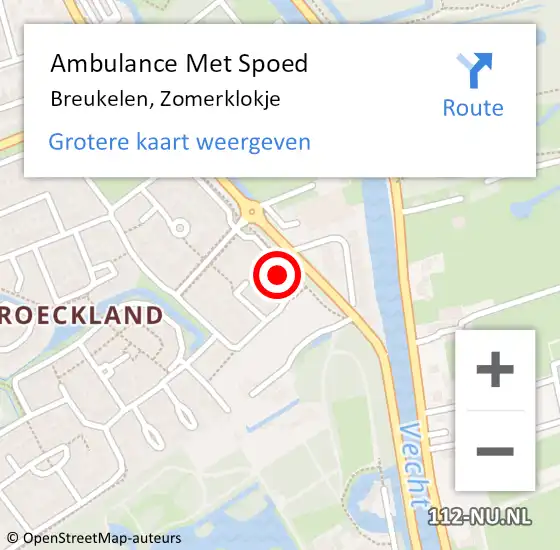 Locatie op kaart van de 112 melding: Ambulance Met Spoed Naar Breukelen, Zomerklokje op 17 december 2015 10:41