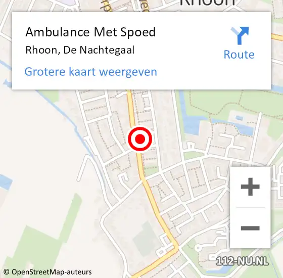 Locatie op kaart van de 112 melding: Ambulance Met Spoed Naar Rhoon, De Nachtegaal op 17 december 2015 10:53