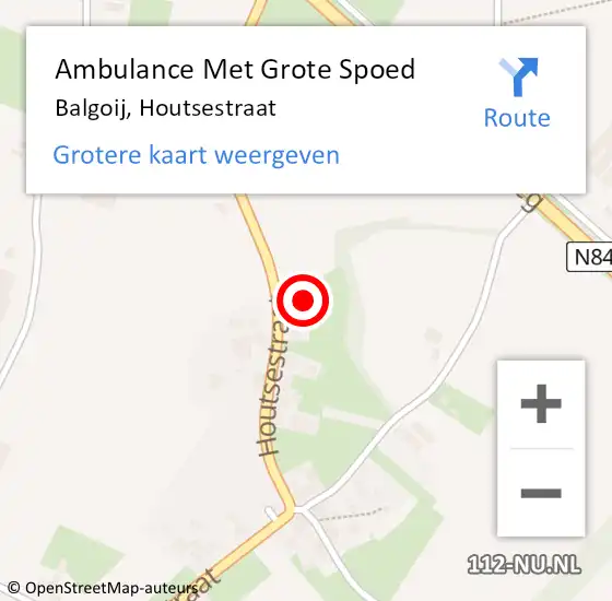 Locatie op kaart van de 112 melding: Ambulance Met Grote Spoed Naar Balgoij, Houtsestraat op 17 december 2015 10:57