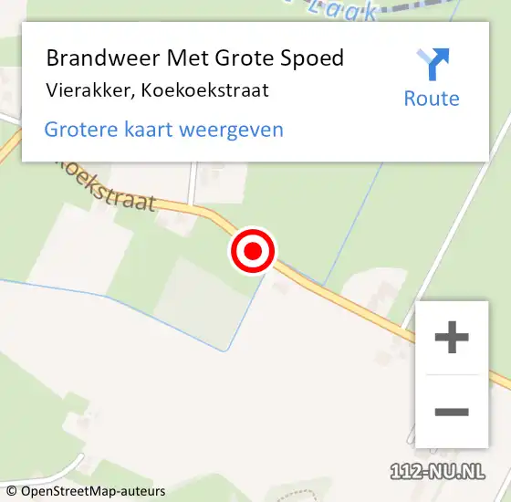 Locatie op kaart van de 112 melding: Brandweer Met Grote Spoed Naar Vierakker, Koekoekstraat op 17 december 2015 11:22