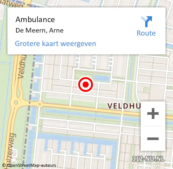 Locatie op kaart van de 112 melding: Ambulance De Meern, Arne op 17 december 2015 13:15