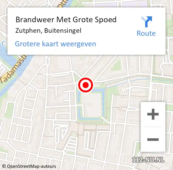 Locatie op kaart van de 112 melding: Brandweer Met Grote Spoed Naar Zutphen, Buitensingel op 17 december 2015 14:08