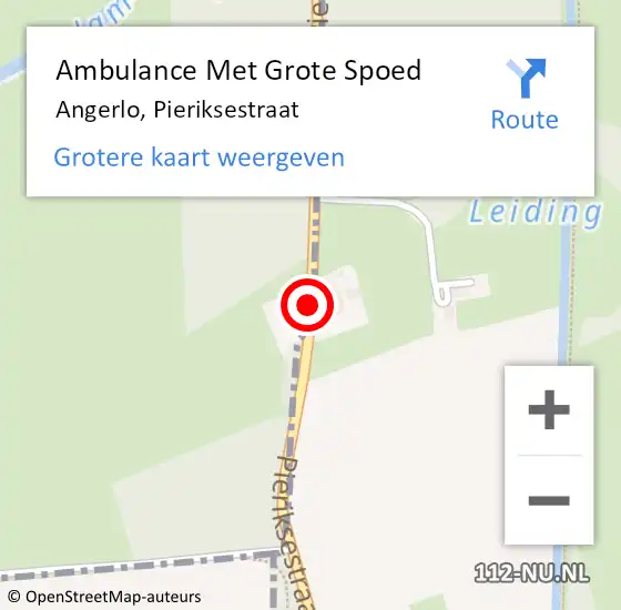 Locatie op kaart van de 112 melding: Ambulance Met Grote Spoed Naar Angerlo, Pieriksestraat op 17 december 2015 14:36