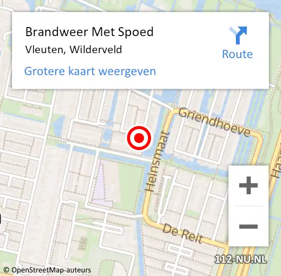 Locatie op kaart van de 112 melding: Brandweer Met Spoed Naar Vleuten, Wilderveld op 17 december 2015 16:14