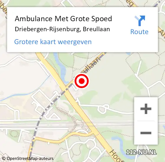 Locatie op kaart van de 112 melding: Ambulance Met Grote Spoed Naar Driebergen-Rijsenburg, Breullaan op 17 december 2015 16:44