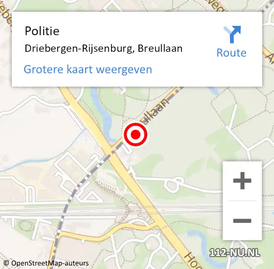 Locatie op kaart van de 112 melding: Politie Driebergen-Rijsenburg, Breullaan op 17 december 2015 16:47