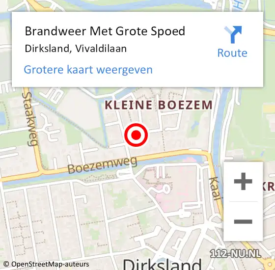 Locatie op kaart van de 112 melding: Brandweer Met Grote Spoed Naar Dirksland, Vivaldilaan op 17 december 2015 17:30