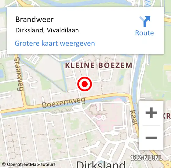 Locatie op kaart van de 112 melding: Brandweer Dirksland, Vivaldilaan op 17 december 2015 17:31