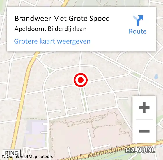 Locatie op kaart van de 112 melding: Brandweer Met Grote Spoed Naar Apeldoorn, Bilderdijklaan op 17 december 2015 17:40