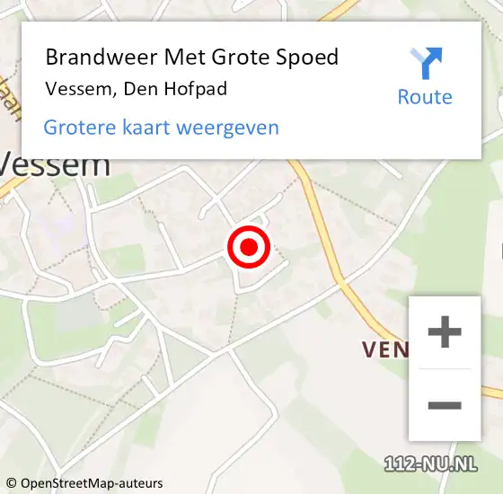 Locatie op kaart van de 112 melding: Brandweer Met Grote Spoed Naar Groenendaal, Den Hofpad op 17 december 2015 17:49