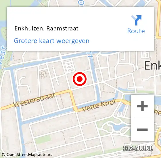 Locatie op kaart van de 112 melding:  Enkhuizen, Raamstraat op 17 december 2015 17:49