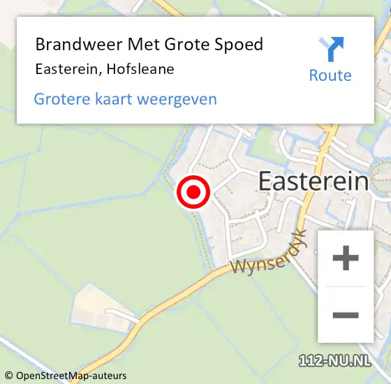 Locatie op kaart van de 112 melding: Brandweer Met Grote Spoed Naar Easterein, Hofsleane op 17 december 2015 19:43