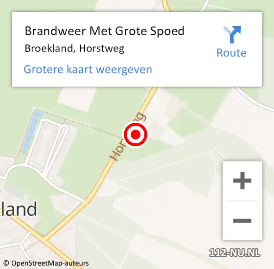 Locatie op kaart van de 112 melding: Brandweer Met Grote Spoed Naar Broekland, Horstweg op 17 december 2015 20:03