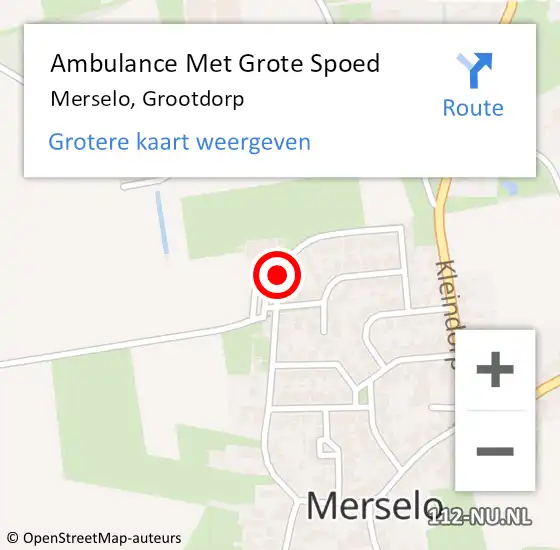 Locatie op kaart van de 112 melding: Ambulance Met Grote Spoed Naar Merselo, Grootdorp op 17 december 2015 20:32