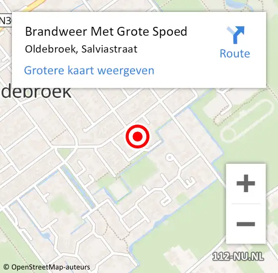 Locatie op kaart van de 112 melding: Brandweer Met Grote Spoed Naar Oldebroek, Salviastraat op 17 december 2015 20:59