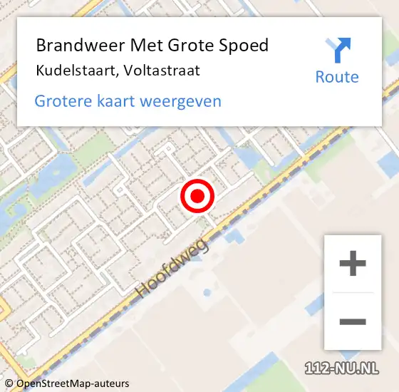 Locatie op kaart van de 112 melding: Brandweer Met Grote Spoed Naar Kudelstaart, Voltastraat op 17 december 2015 21:01