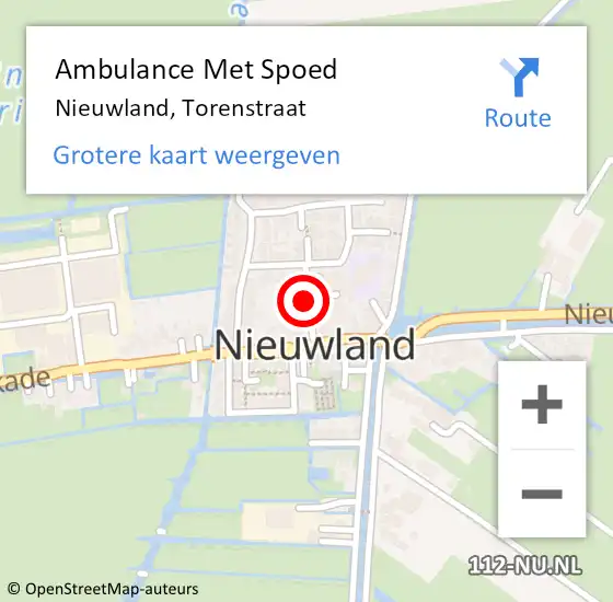 Locatie op kaart van de 112 melding: Ambulance Met Spoed Naar Nieuwland, Torenstraat op 17 december 2015 21:10